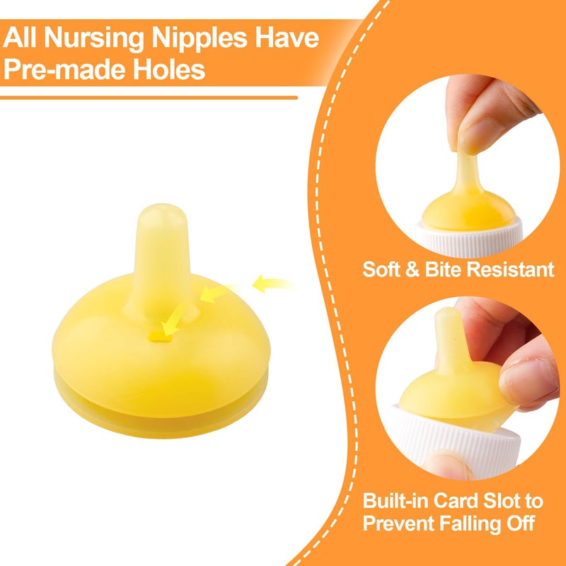 Xuanda Pet Feeding Nipple with Syringe, Soft Silicone Nursing Pet Feeding Bottle, Ventilation Valve Resistant Tearing for Puppies, Kittens, Rabbit, Small Wildlife (L Nipple,Yellow) - Image 3